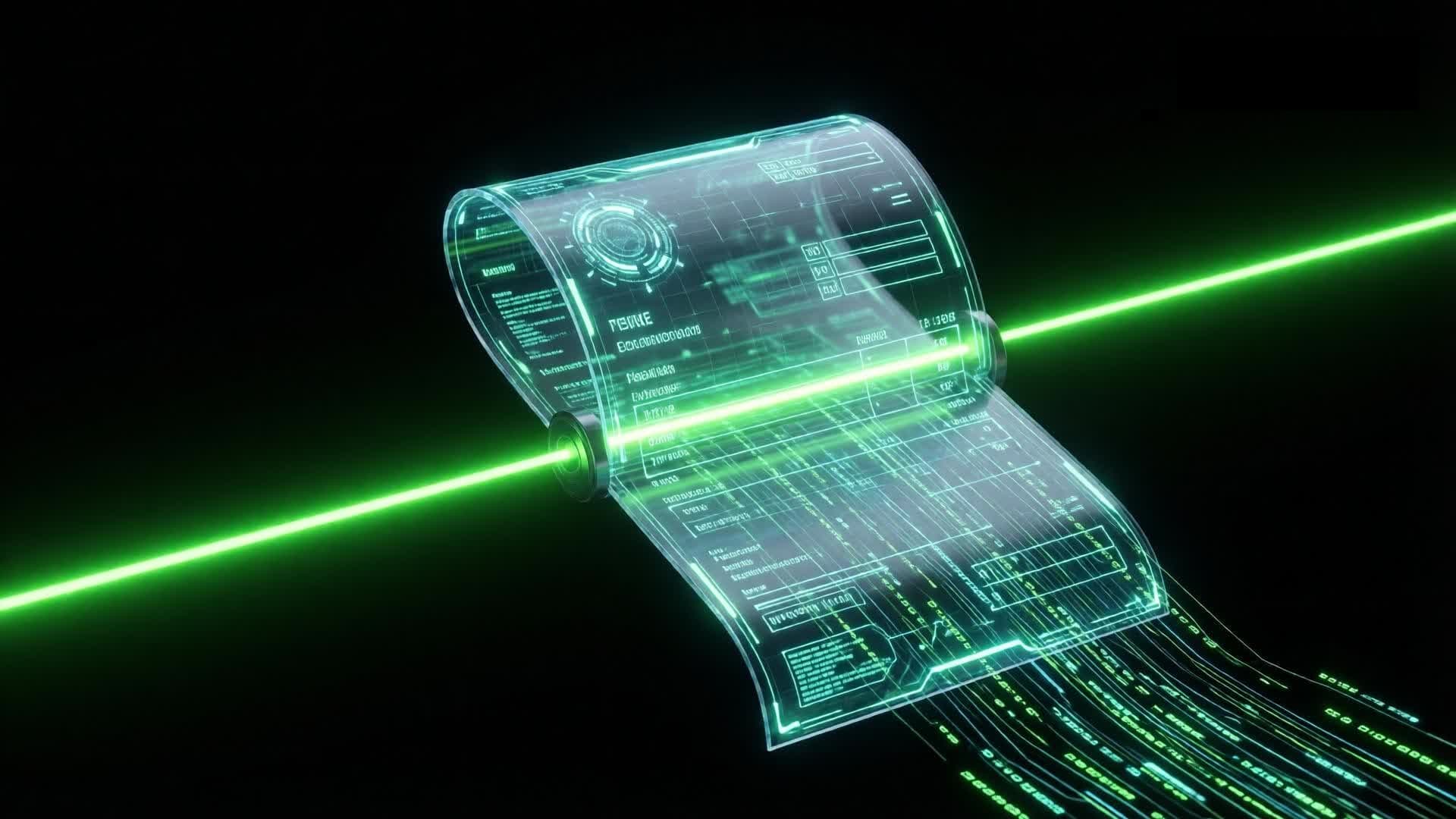 Hologram skanowanej faktury z laserem Vision AI